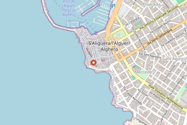 Map showing Borgo Antico in Alghero