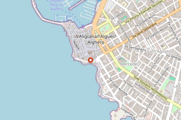 Map showing La Lepanto in Alghero