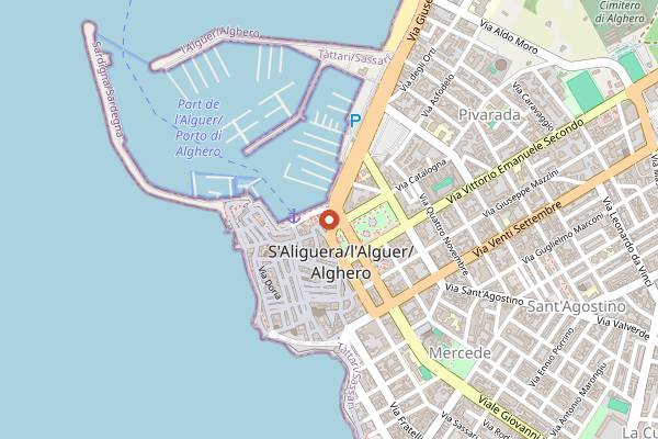Map showing Nautilus in Alghero