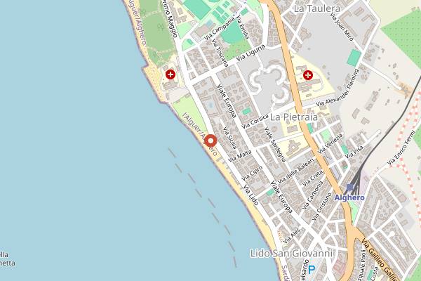 Map showing Rafel in Alghero