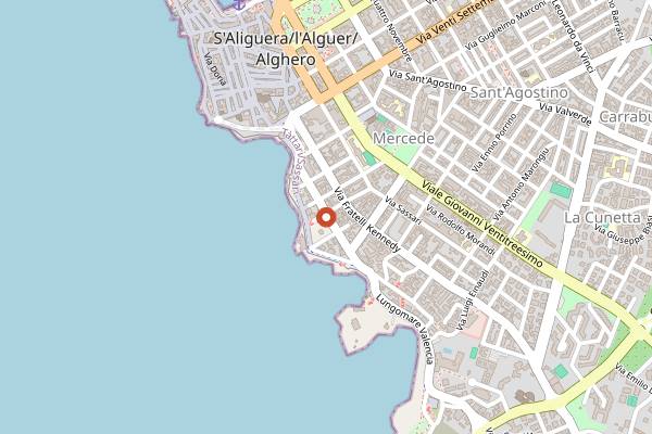 Map showing Villa Mosca in Alghero