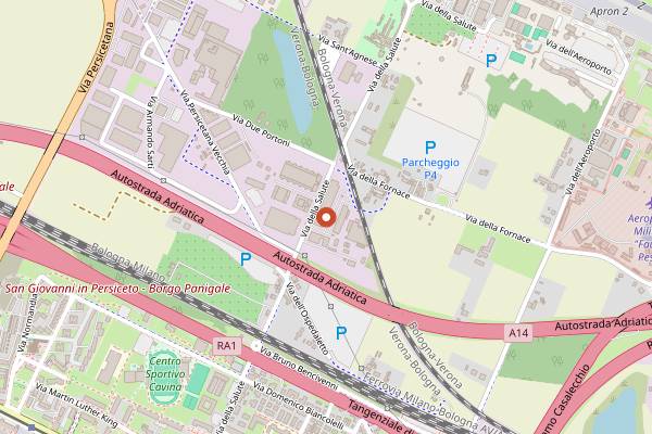 Map showing Manifattura Birre Bologna (MFB) in Bologna