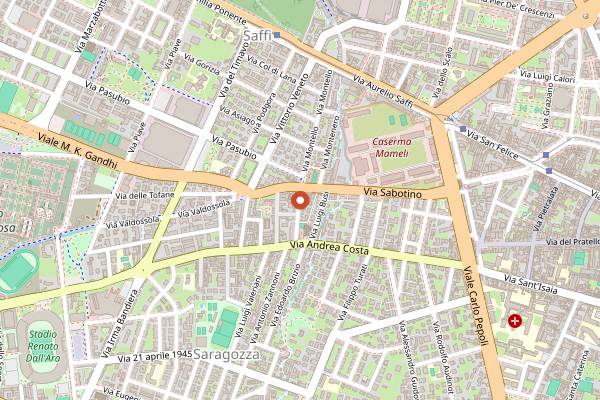 Map showing La Pizza Nero and Invidia in Bologna