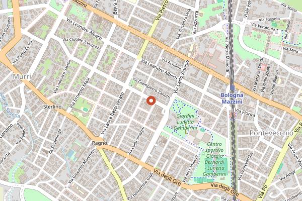 Map showing Pizzeria La Pantera Rosa in Bologna