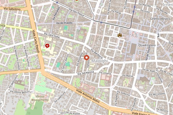 Map showing Osteria Barberini in Bologna