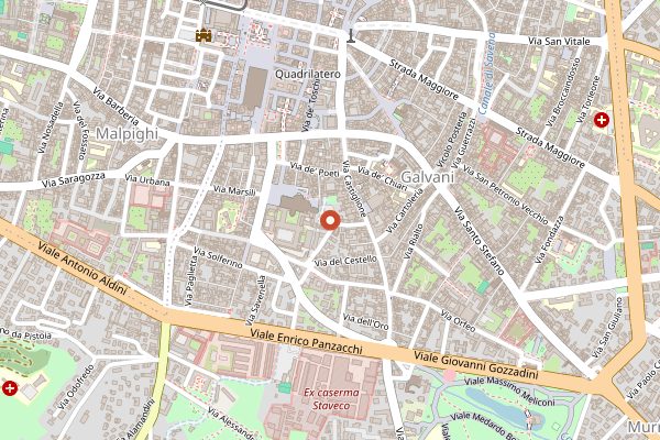 Map showing Osteria dei Poeti in Bologna