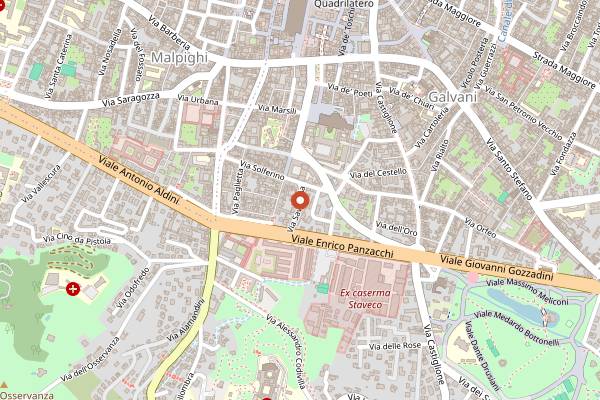 Map showing Osteria della Lanterna in Bologna