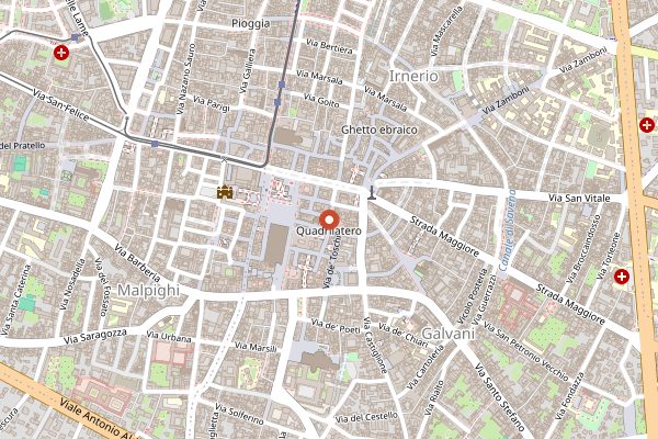 Map showing Salumeria Simoni in Bologna