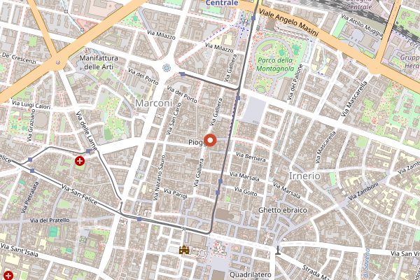 Map showing Trattoria da Pietro in Bologna