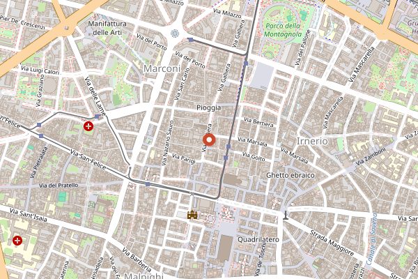 Map showing La Vecchia Scuola Bolognese in Bologna