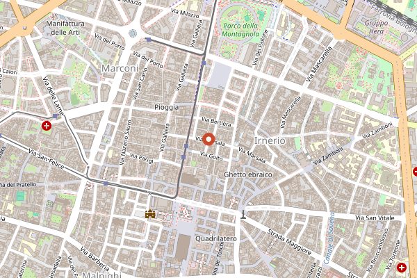 Map showing Le Rose Cucina Vegetariana in Bologna