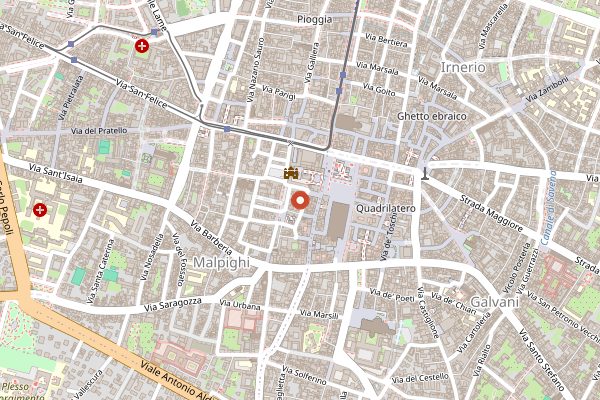 Map showing Trattoria Battibecco in Bologna