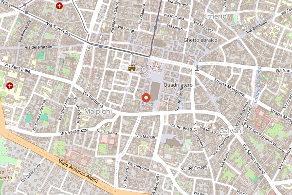 Map showing Vicolo Colombina in Bologna