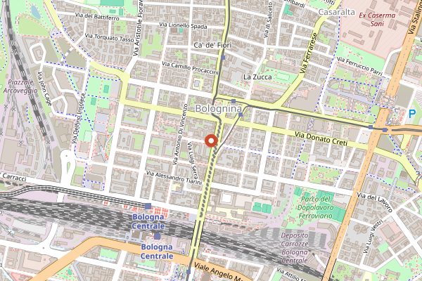 Map showing Mercato Albani in Bologna