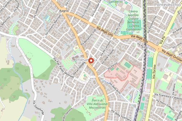 Map showing Mercato Rionale Chiesa Nuova in Bologna