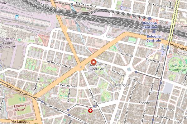 Map showing Cassero LGBTQIA+ Center in Bologna