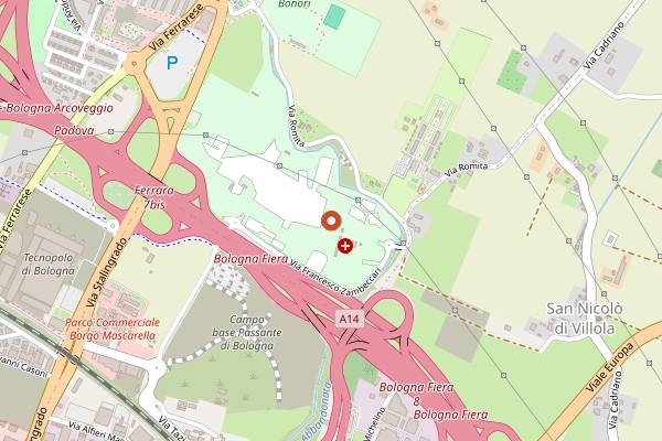 Map showing Estragon Club in Bologna