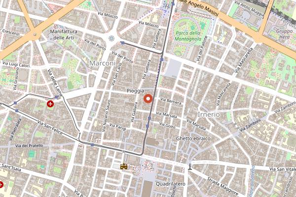 Map showing Roof Garden at Hotel Metropolitan in Bologna