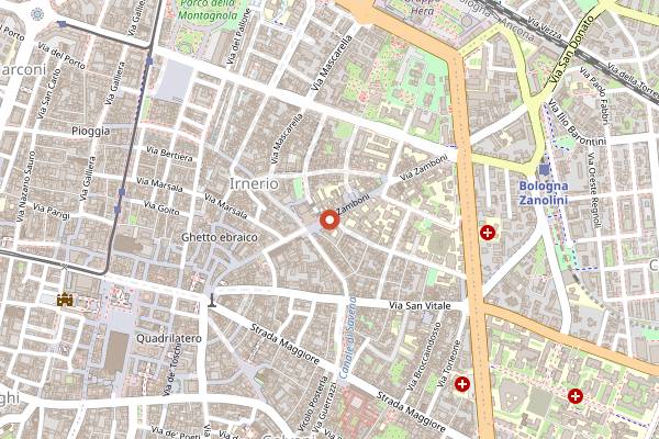 Map showing Kinki Club in Bologna