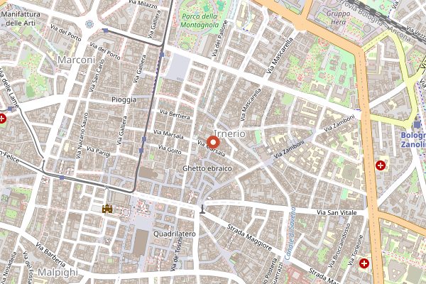 Map showing Osteria dell'Orsa in Bologna