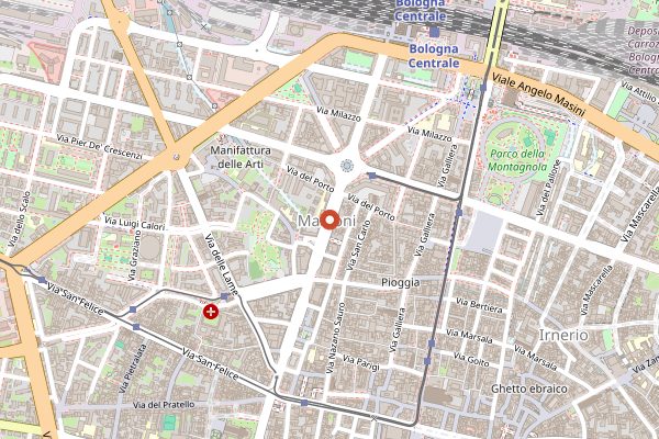 Map showing Bottega Portici in Bologna