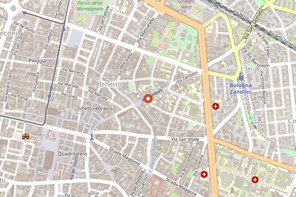 Map showing Kebab Mercato Zamboni in Bologna