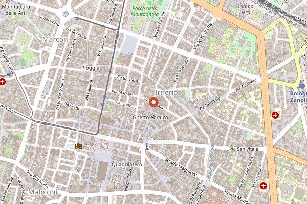 Map showing Tigelleria Emiliana in Bologna