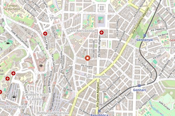 Map showing Pasticceria Piemontese in Cagliari