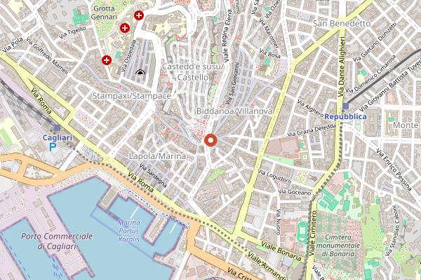 Map showing Antico Caffè in Cagliari