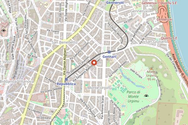 Map showing Bistrot 100 in Cagliari