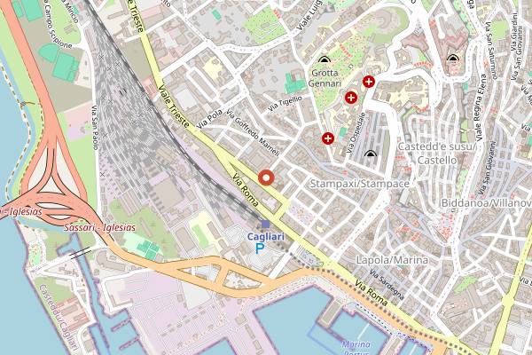 Map showing Caffè dell'Arte Specialty Coffee in Cagliari