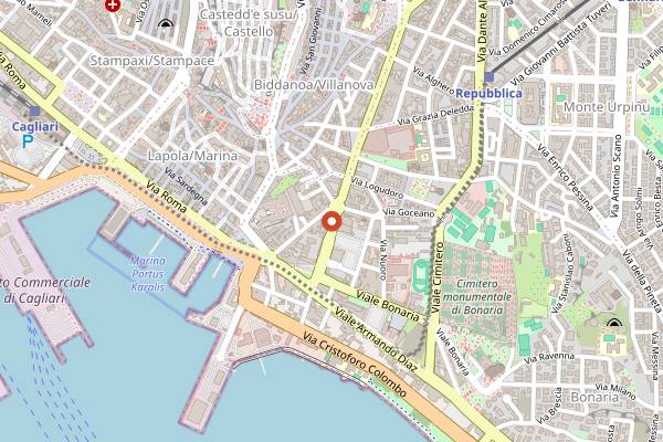 Map showing Amano in Cagliari