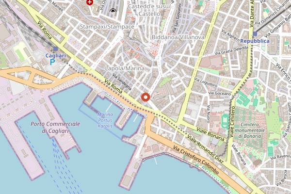 Map showing Luigi Pomata in Cagliari