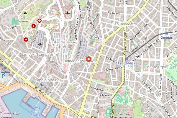 Map showing Old Friend in Cagliari