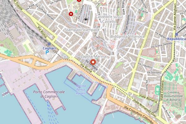 Map showing Antica Hostaria in Cagliari