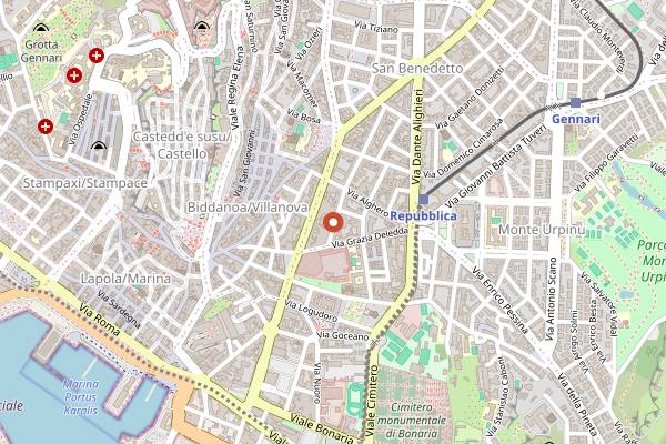 Map showing Duanima in Cagliari