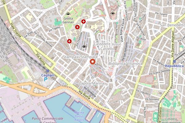 Map showing Mercato Civico di Santa Chiara in Cagliari