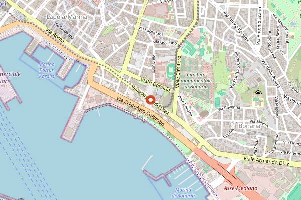 Map showing Cronta Enoteca Winebar in Cagliari