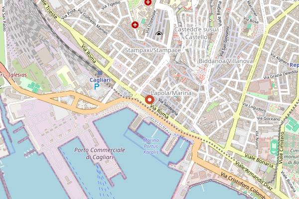 Map showing Sabores Bottega e Cucina in Cagliari
