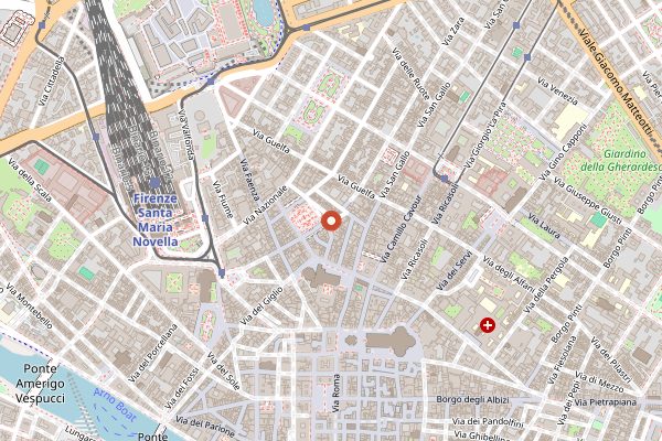 Map showing Mercato Centrale food hall in Florence