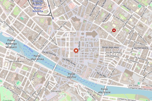 Map showing Caffe Le Giubbe Rosse in Florence
