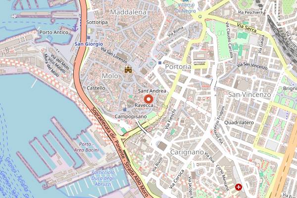 Map showing La Teiera Magica in Genoa