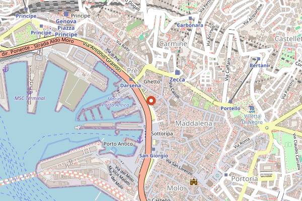 Map showing Trattoria Le Maschere in Genoa