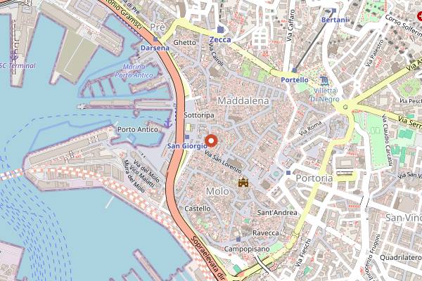 Map showing Tazze Pazze in Genoa