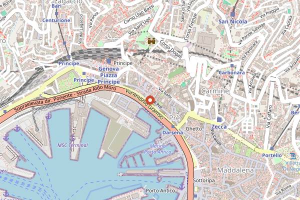 Map showing Trattoria dell'Acciughetta in Genoa