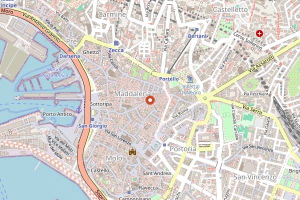 Map showing Jaa Nu' Rosticceria Vegana in Genoa