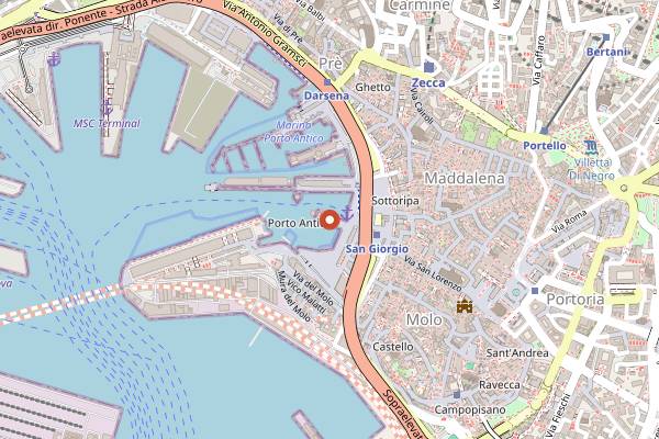 Map showing Fugassa Festival in Genoa
