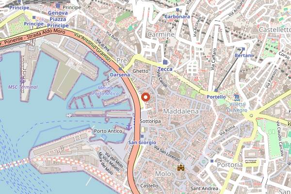 Map showing Alla Lunga in Genoa