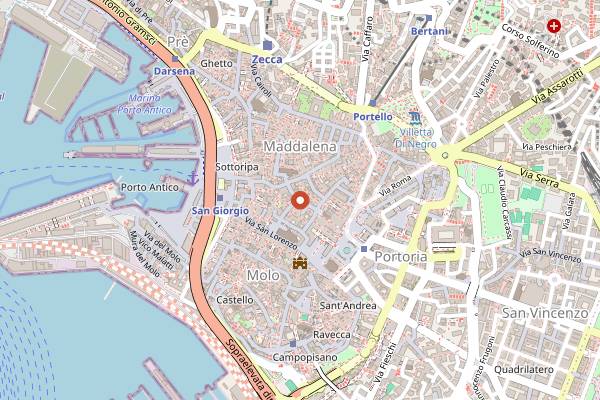 Map showing Les Rouges in Genoa