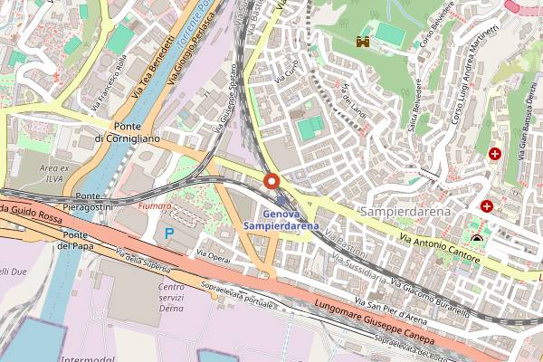Map showing Crazy Bull Café in Genoa